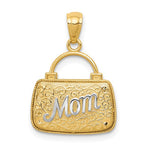 Load image into Gallery viewer, 14K Yellow Gold and Rhodium Purse Handbag Mom 3D Pendant Charm
