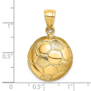 14k Yellow Gold Soccer Ball 3D Pendant Charm