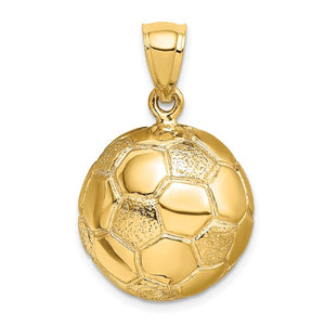 14k Yellow Gold Soccer Ball 3D Pendant Charm