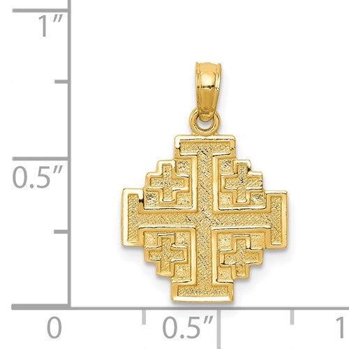 14k Yellow Gold Jerusalem Cross Pendant Charm