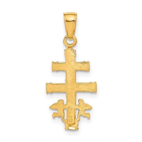 14k Yellow Gold Caravaca Crucifix Cross Pendant Charm