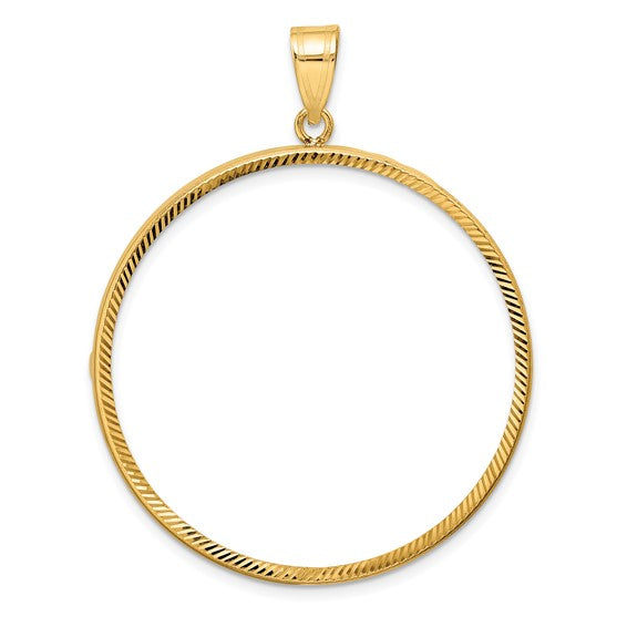 14k yellow gold holds 38.1mm coins us morgan us peace statue of liberty silver dollar diamond cut prong bezel coin holder pendant