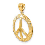 Kép betöltése a galériamegjelenítőbe: 14k Yellow Gold Peace Sign Symbol Faith Hope Love Pendant Charm
