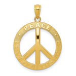 Indlæs billede til gallerivisning 14k Yellow Gold Peace Sign Symbol Faith Hope Love Pendant Charm
