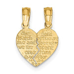 Lataa kuva Galleria-katseluun, 14k Yellow Gold Heart Mizpah Reversible 2 Piece Pendant Charm
