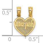 將圖片載入圖庫檢視器 14k Yellow Gold Heart Mizpah Reversible 2 Piece Pendant Charm
