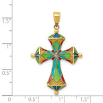 Afbeelding in Gallery-weergave laden, 14k Yellow Gold Enamel Multi Color Cross Pendant Charm
