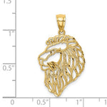 Φόρτωση εικόνας στο εργαλείο προβολής Συλλογής, 14k Yellow Gold Lion Head Cut Out Pendant Charm
