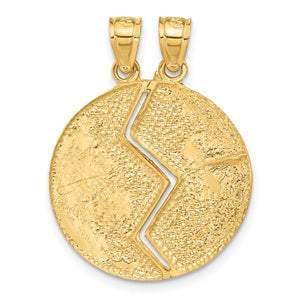 14k Yellow Gold Mizpah Coin Piece Break Apart Pendant Charm