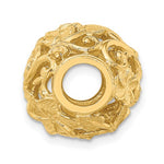 Cargar imagen en el visor de la galería, 14K Yellow Gold Flowers Barrel Bead Chain Slide 3D Pendant Charm
