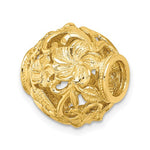Load image into Gallery viewer, 14K Yellow Gold Flowers Barrel Bead Chain Slide 3D Pendant Charm
