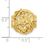 Загрузить изображение в средство просмотра галереи, 14K Yellow Gold Flowers Barrel Bead Chain Slide 3D Pendant Charm
