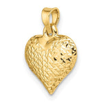 Carregar imagem no visualizador da galeria, 14K Yellow Gold Diamond Cut Puffy Heart 3D Pendant Charm
