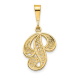 Load image into Gallery viewer, 10K Yellow Gold Initial Letter P Cursive Script Alphabet Filigree Pendant Charm
