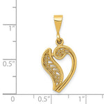 Indlæs billede til gallerivisning 14K Yellow Gold Initial Letter V Cursive Script Alphabet Filigree Pendant Charm
