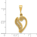 Load image into Gallery viewer, 14K Yellow Gold Initial Letter V Cursive Script Alphabet Filigree Pendant Charm
