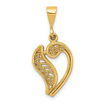 Indlæs billede til gallerivisning 14K Yellow Gold Initial Letter V Cursive Script Alphabet Filigree Pendant Charm
