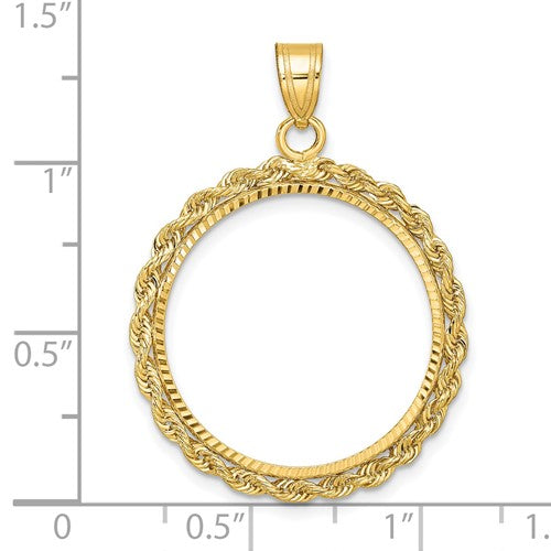 14K Yellow Gold 1/4 oz American Eagle U.S. $5 Jamestown 1/4 oz Panda 2 Rand Coin Holder Prong Bezel Pendant Charm for 22mm Coins