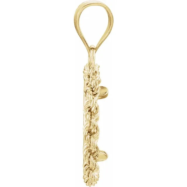 14K Yellow Gold United States US 1.00 or Mexican 2 Peso Coin Tab Back Frame Rope Style Pendant Holder for 13mm x 1mm Coins