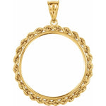 Charger l&#39;image dans la galerie, 14K Yellow Gold Mexican 20 Peso Coin Tab Back Frame Rope Style Pendant Holder for 27.4mm x 2mm Coins

