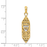 Afbeelding in Gallery-weergave laden, 14k Yellow Gold and Rhodium Two Tone Mezuzah with Shin Pendant Charm
