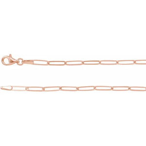 14k Yellow Rose White Gold 2.6mm Elongated Flat Link Bracelet Anklet Choker Necklace Pendant Chain