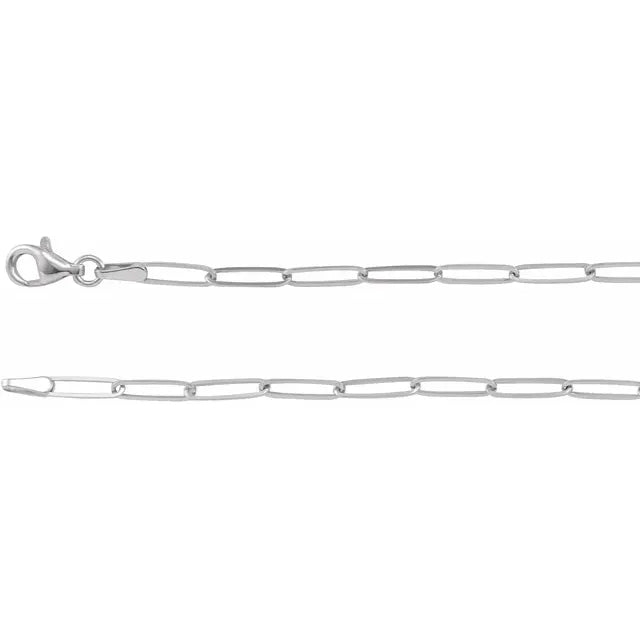 14k Yellow Rose White Gold 2.6mm Elongated Flat Link Bracelet Anklet Choker Necklace Pendant Chain