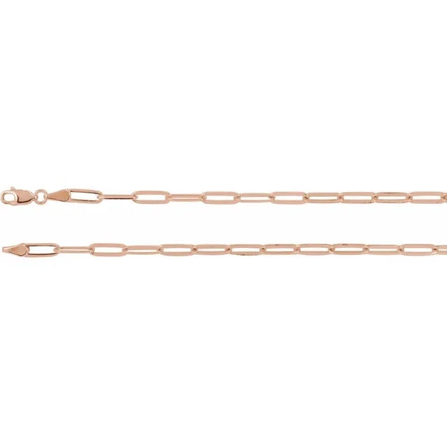14k Yellow Rose White Gold 3.85mm Elongated Flat Link Bracelet Anklet Choker Necklace Pendant Chain