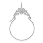 Lataa kuva Galleria-katseluun, 14K White Gold Filigree Heart Charm Holder Hanger Connector Pendant
