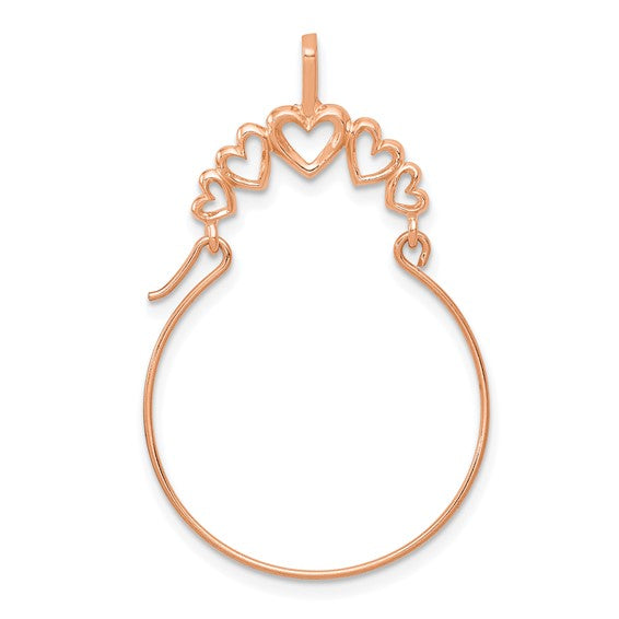 14K Rose Gold Hearts Charm Holder Pendant
