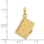 Load image into Gallery viewer, 14k Yellow Gold Lords Prayer Holy Bible Book Cross Pendant Charm
