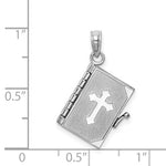 Afbeelding in Gallery-weergave laden, 14k White Gold Lords Prayer Holy Bible Book Cross Pendant Charm
