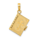 Afbeelding in Gallery-weergave laden, 14k Yellow Gold Lords Prayer Holy Bible Book Cross Pendant Charm
