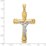 画像をギャラリービューアに読み込む, 14k Gold Two Tone Large Cross Crucifix Pendant Charm
