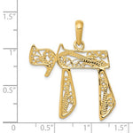 Load image into Gallery viewer, 14k Yellow Gold Chai Filigree Pendant Charm
