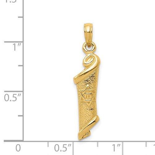 14K Yellow Gold Torah with Star of David Pendant Charm