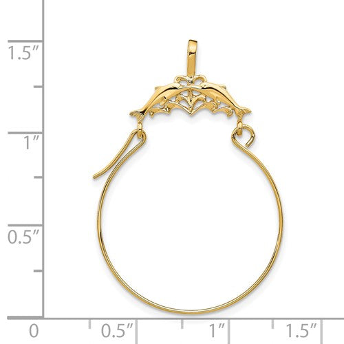 Загрузить изображение в средство просмотра галереи, 14k yellow gold dolphins charm holder pendant charm