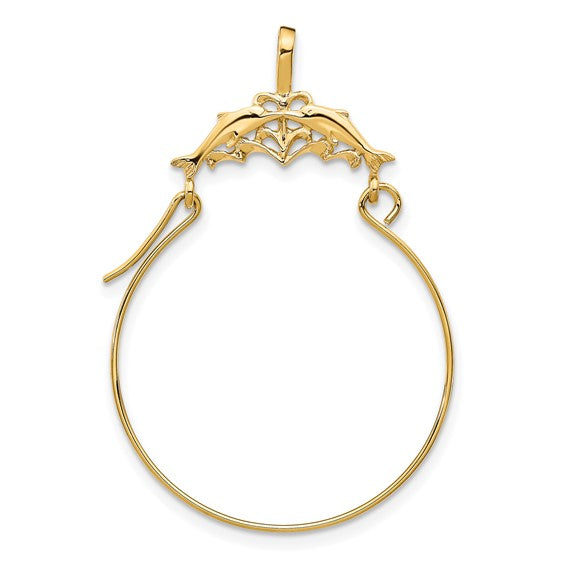 Загрузить изображение в средство просмотра галереи, 14k yellow gold dolphins charm holder pendant charm