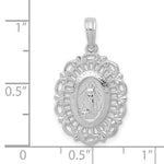 Carica l&#39;immagine nel visualizzatore di Gallery, 14k White Gold Blessed Virgin Mary Miraculous Medal Oval Pendant Charm
