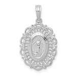 Carica l&#39;immagine nel visualizzatore di Gallery, 14k White Gold Blessed Virgin Mary Miraculous Medal Oval Pendant Charm
