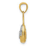 將圖片載入圖庫檢視器 14K Yellow Gold and Rhodium Purse Handbag Hearts 3D Pendant Charm

