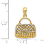 Kép betöltése a galériamegjelenítőbe: 14K Yellow Gold and Rhodium Purse Handbag Hearts 3D Pendant Charm
