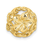 Load image into Gallery viewer, 14K Yellow Gold Cut Out Flowers Barrel Bead Chain Slide 3D Pendant Charm
