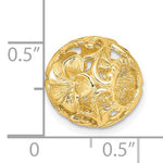 Afbeelding in Gallery-weergave laden, 14K Yellow Gold Cut Out Flowers Barrel Bead Chain Slide 3D Pendant Charm
