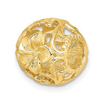 Charger l&#39;image dans la galerie, 14K Yellow Gold Cut Out Flowers Barrel Bead Chain Slide 3D Pendant Charm
