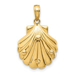 画像をギャラリービューアに読み込む, 14k Yellow Gold Seahorse Seashell Clamshell Shell Pendant Charm
