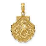 画像をギャラリービューアに読み込む, 14k Yellow Gold Seahorse Seashell Clamshell Shell Pendant Charm
