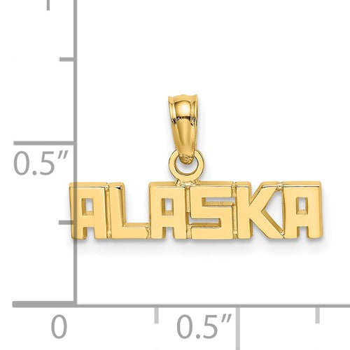 14k Yellow Gold Alaska Travel Destination Vacation Holiday Pendant Charm