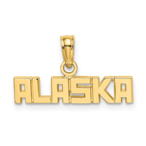 14k Yellow Gold Alaska Travel Destination Vacation Holiday Pendant Charm