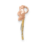 Afbeelding in Gallery-weergave laden, 14k Yellow Rose Gold and Rhodium Tri Color Rose Flower Chain Slide Pendant Charm
